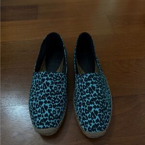 Saint Laurent Black and Blue Leopard Print Espadrilles